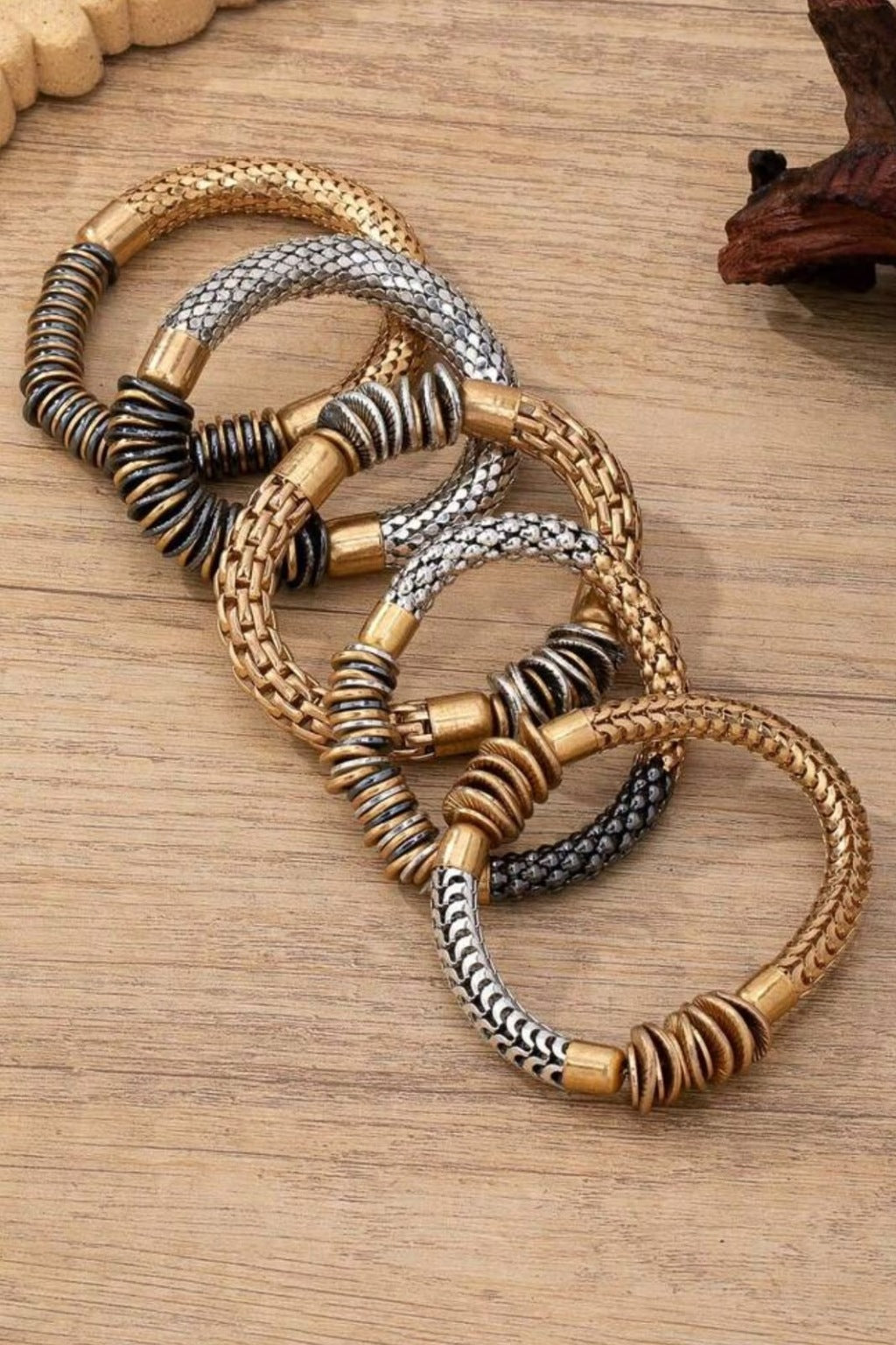 Retro Spiral Resin Bracelet Stack- Set of 5