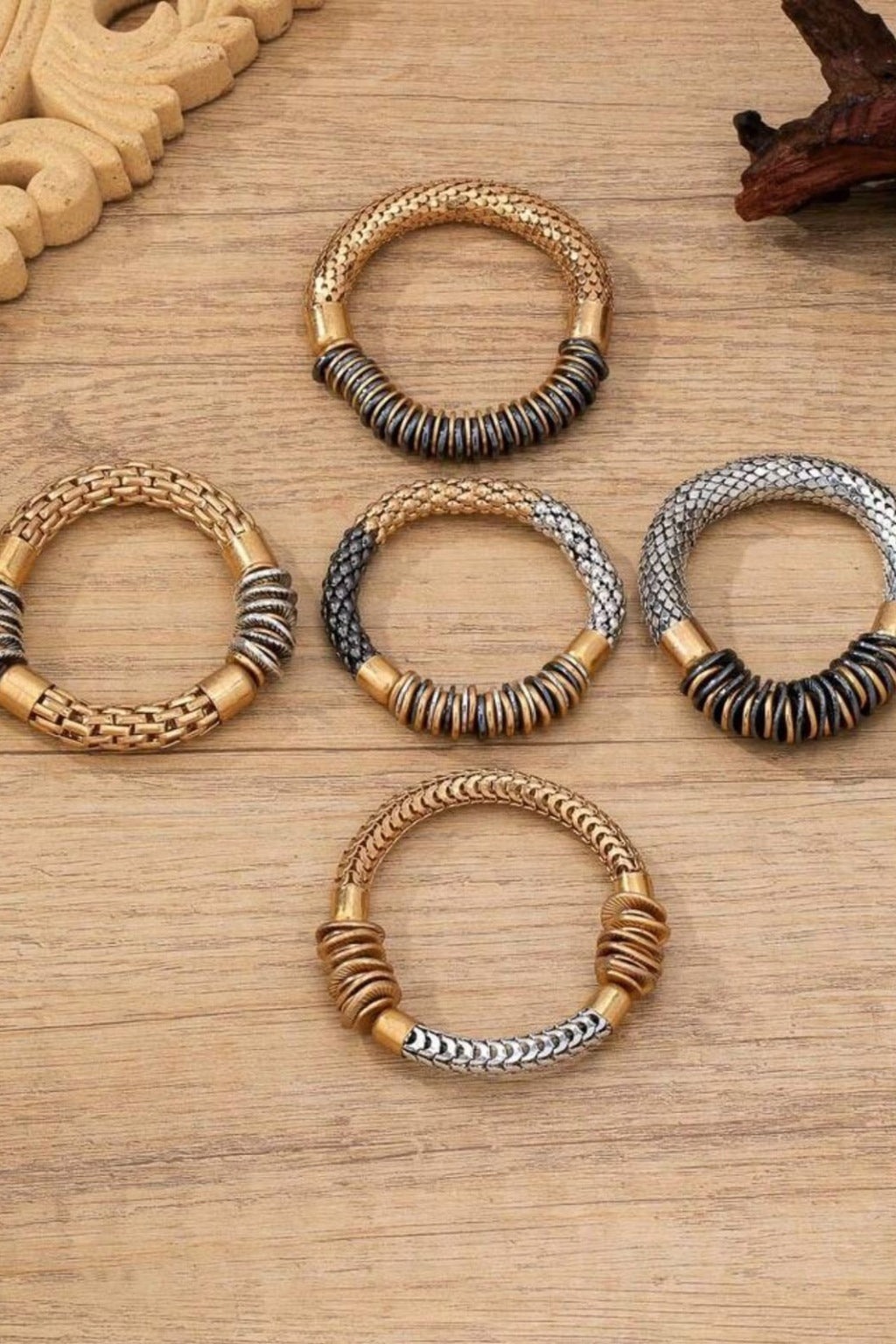 Retro Spiral Resin Bracelet Stack- Set of 5