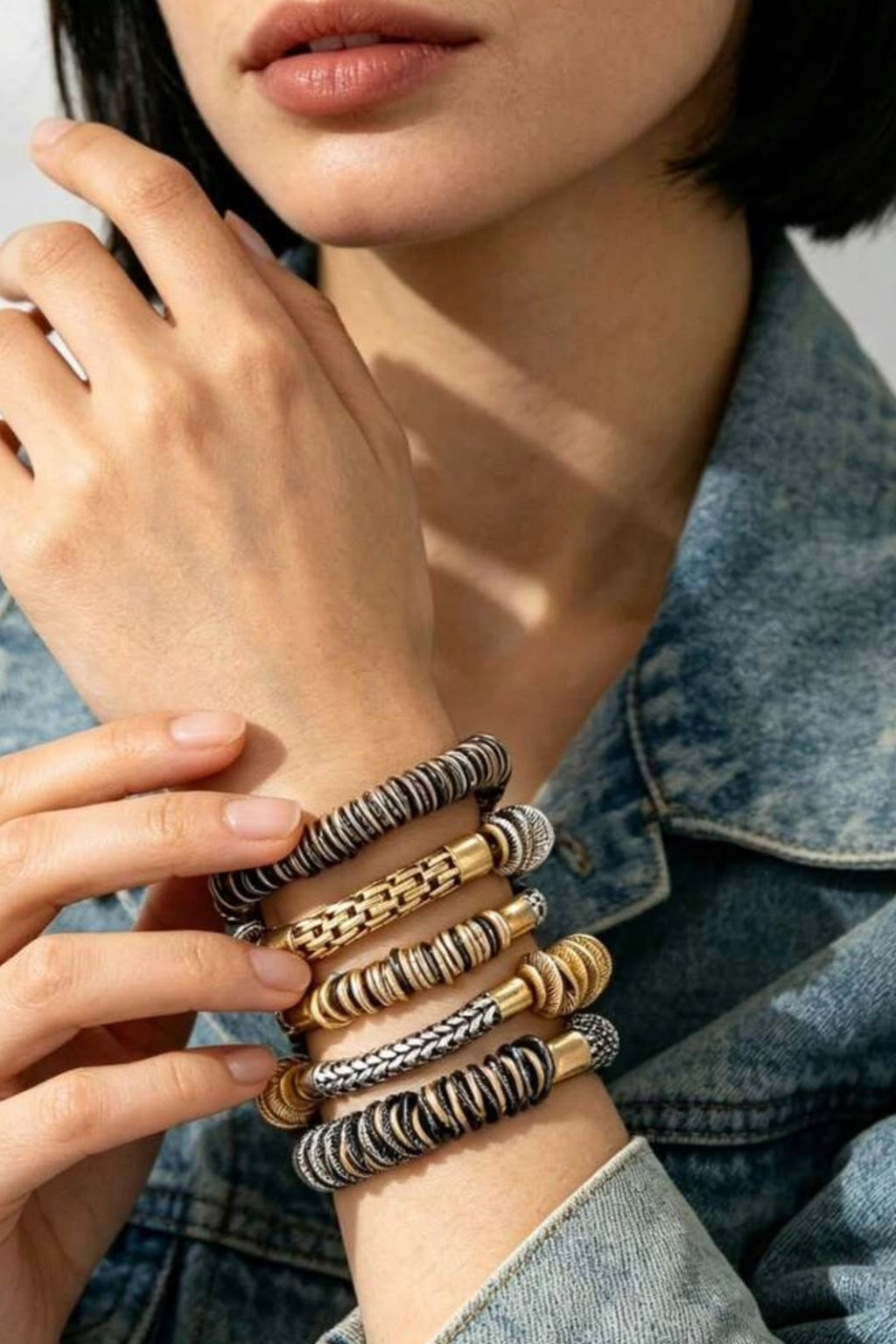 Retro Spiral Resin Bracelet Stack- Set of 5