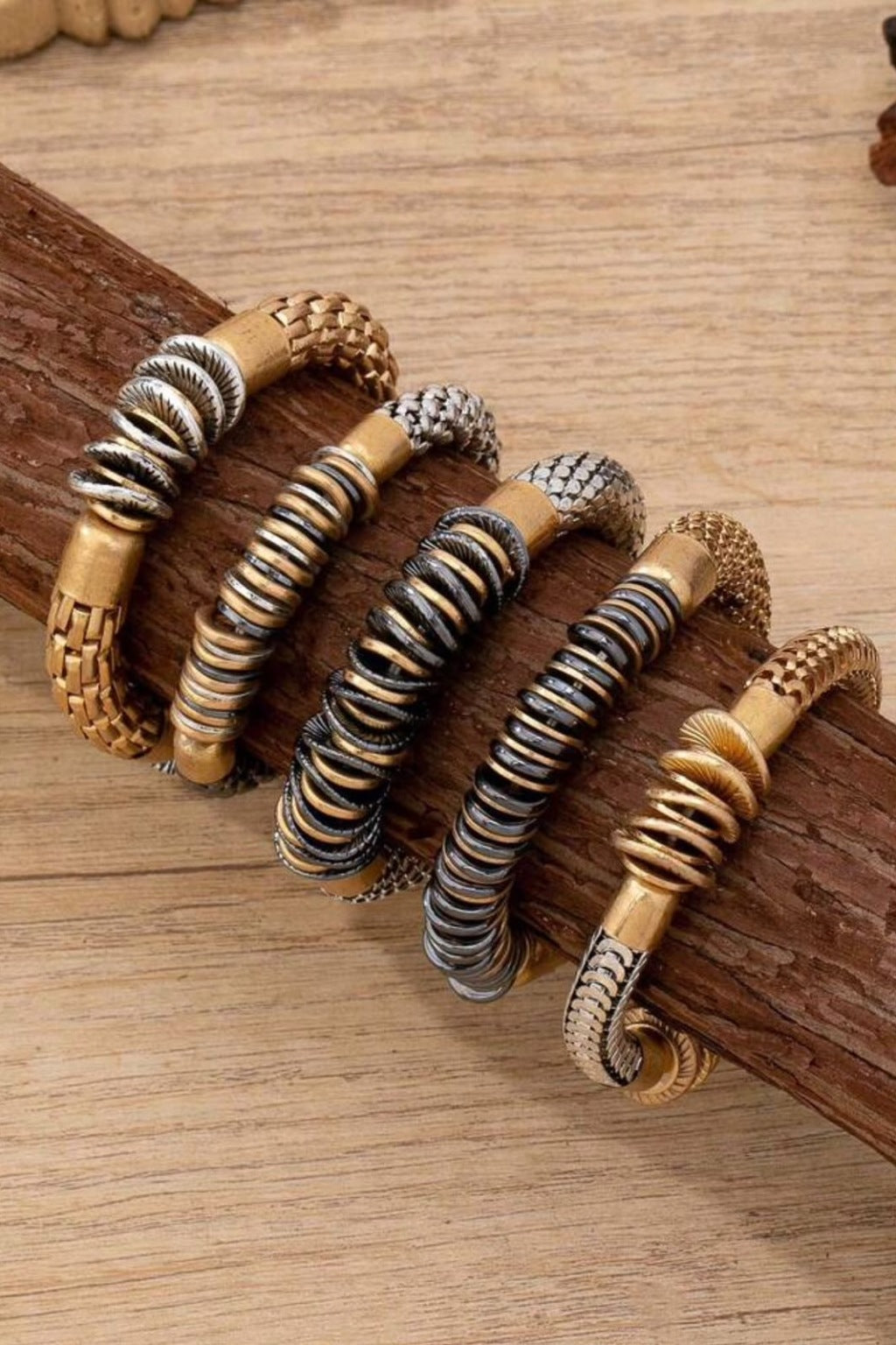 Retro Spiral Resin Bracelet Stack- Set of 5
