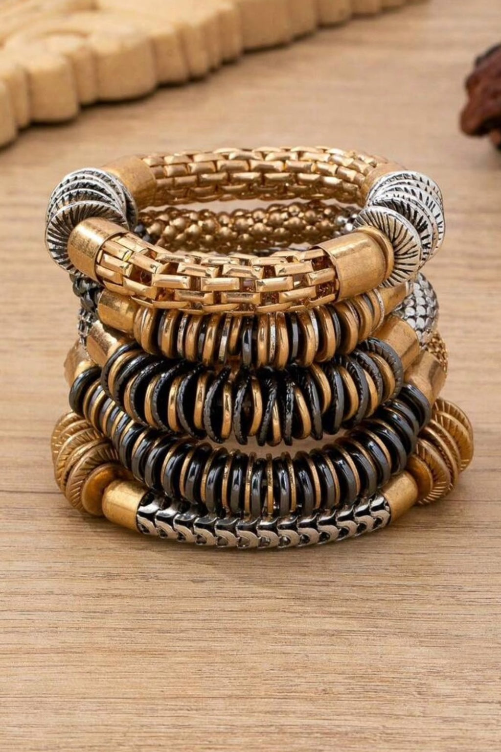 Retro Spiral Resin Bracelet Stack- Set of 5