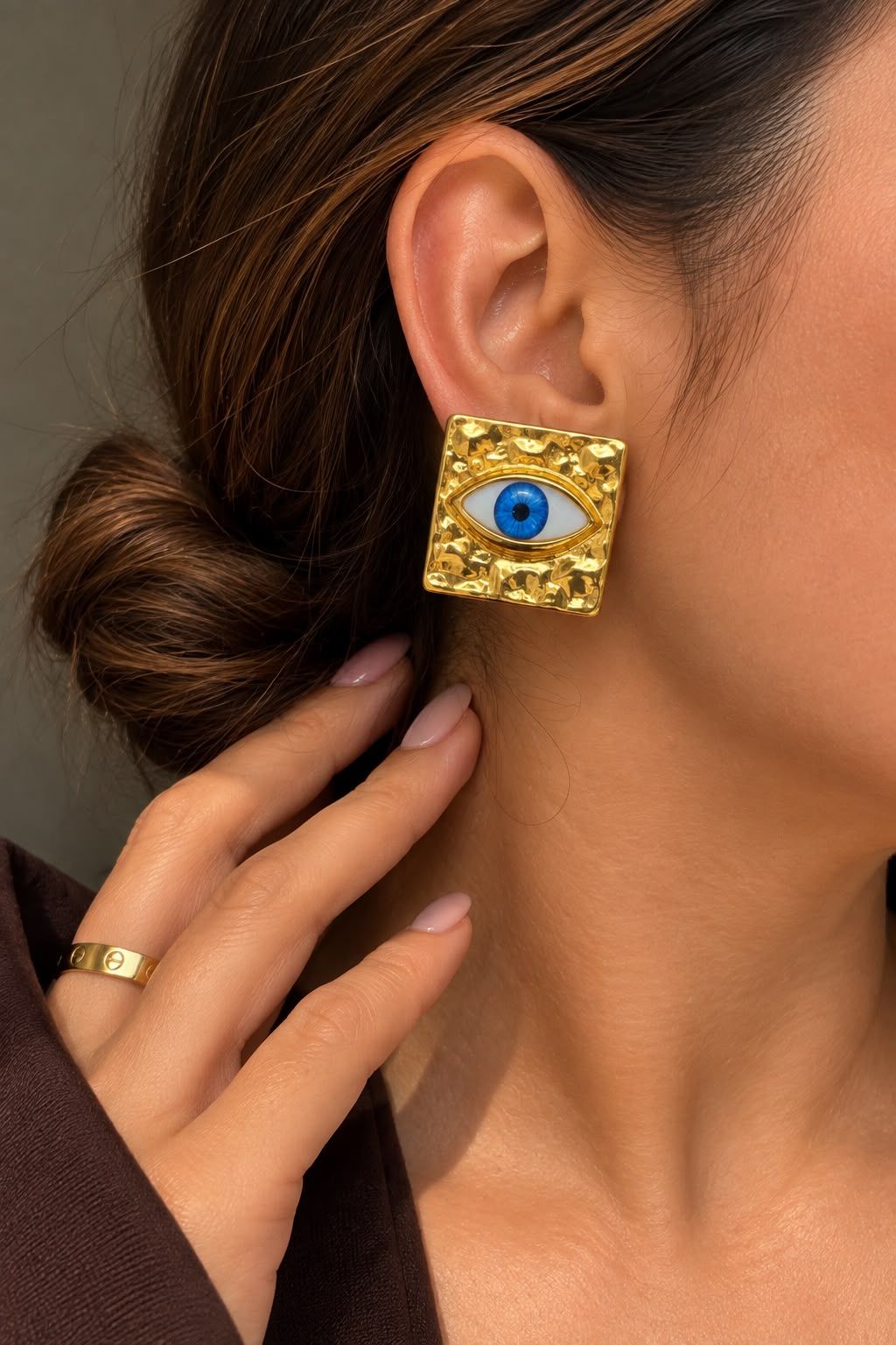 Evil Eye Square Earrings