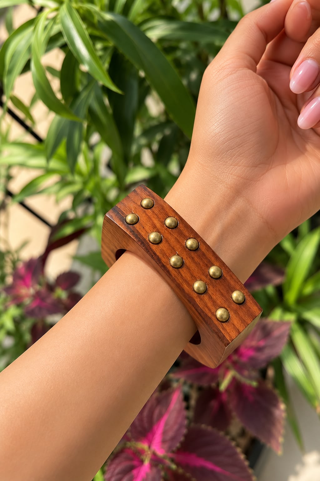 Studded Wooden Bangle