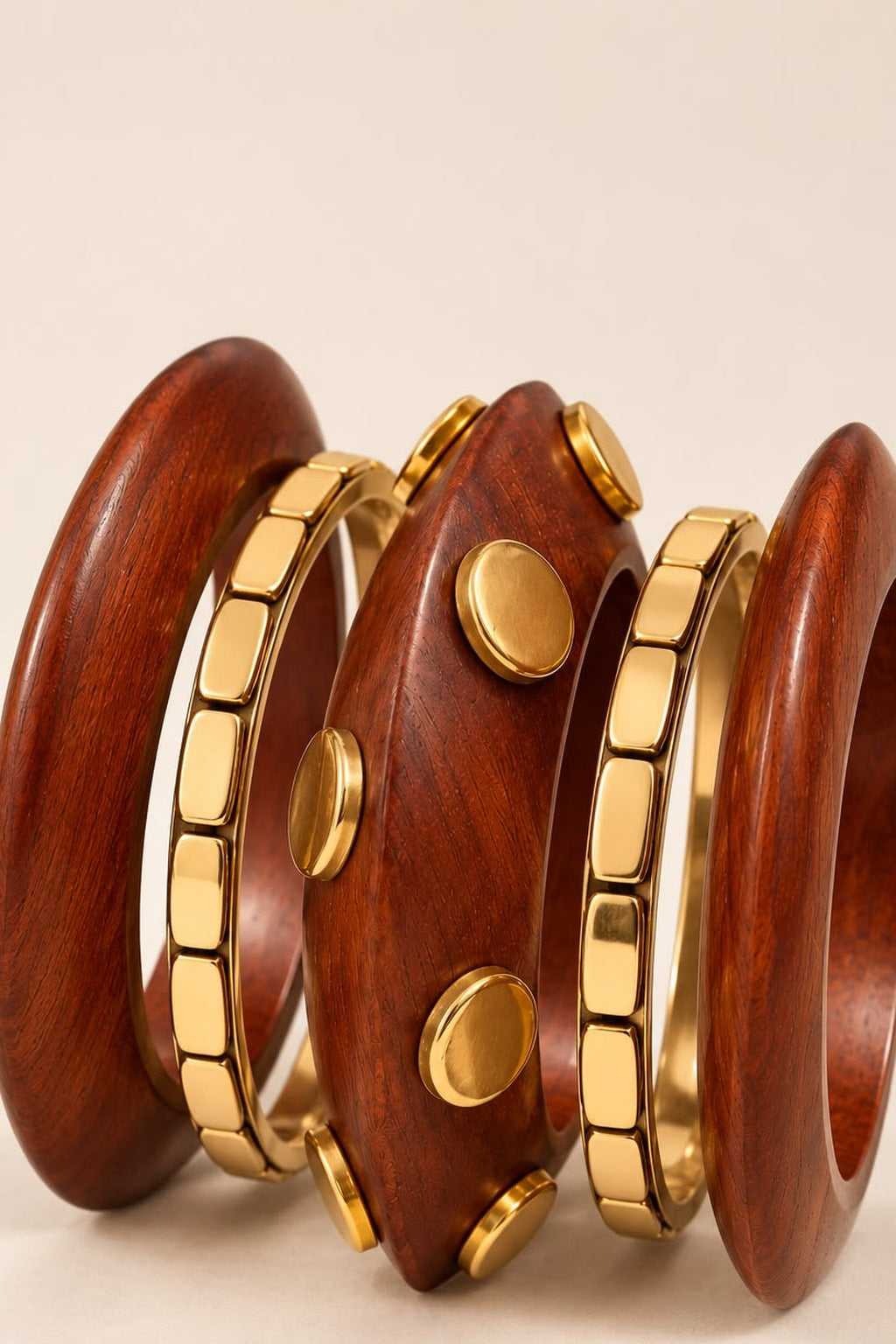 Wooden Bangle Stack – Set of 5