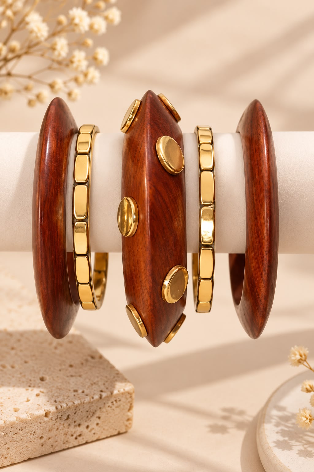 Wooden Bangle Stack – Set of 5