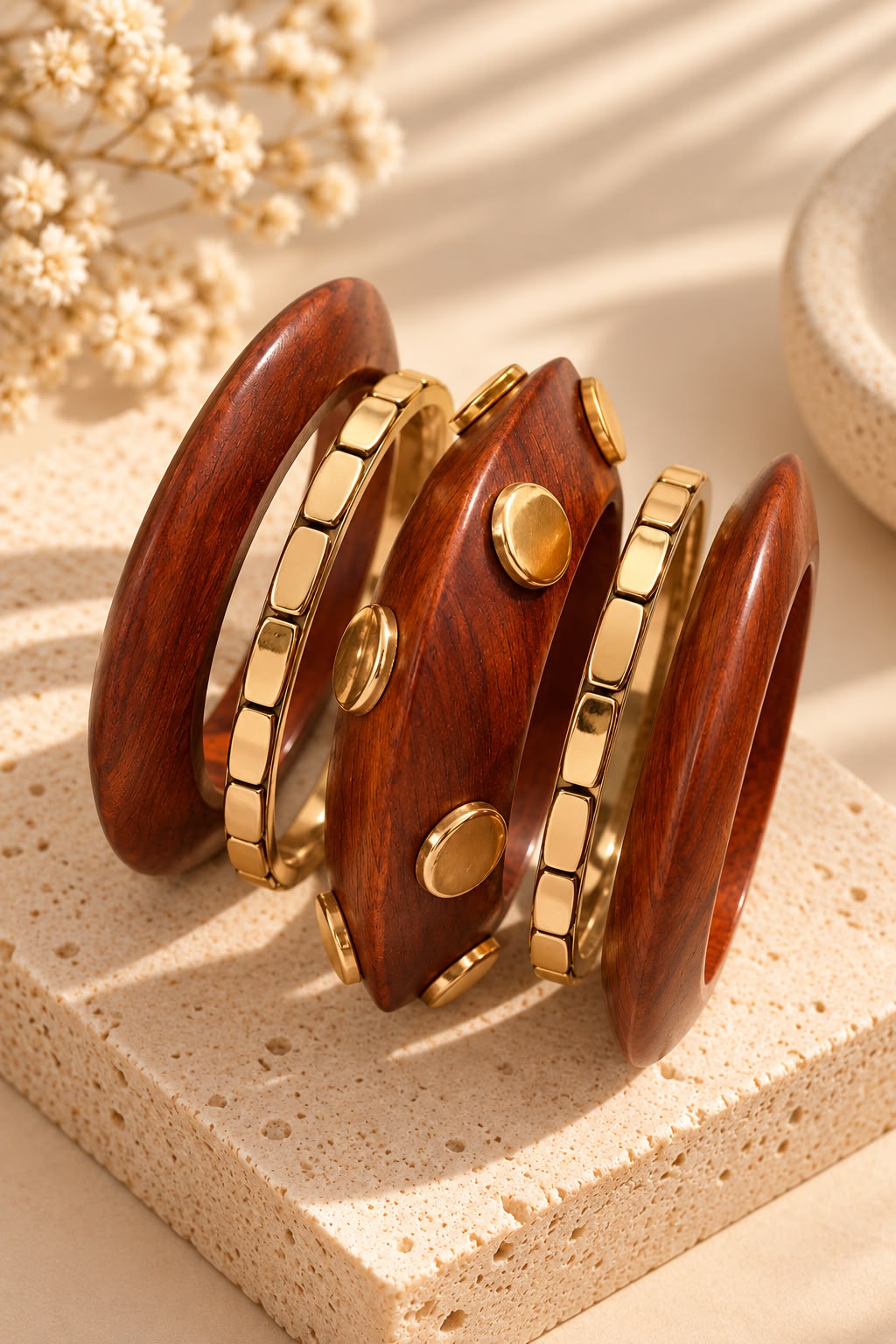 Wooden Bangle Stack – Set of 5
