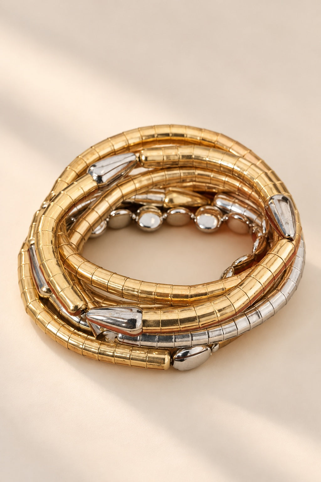 Gold Rush Twist Coil Bangles stack