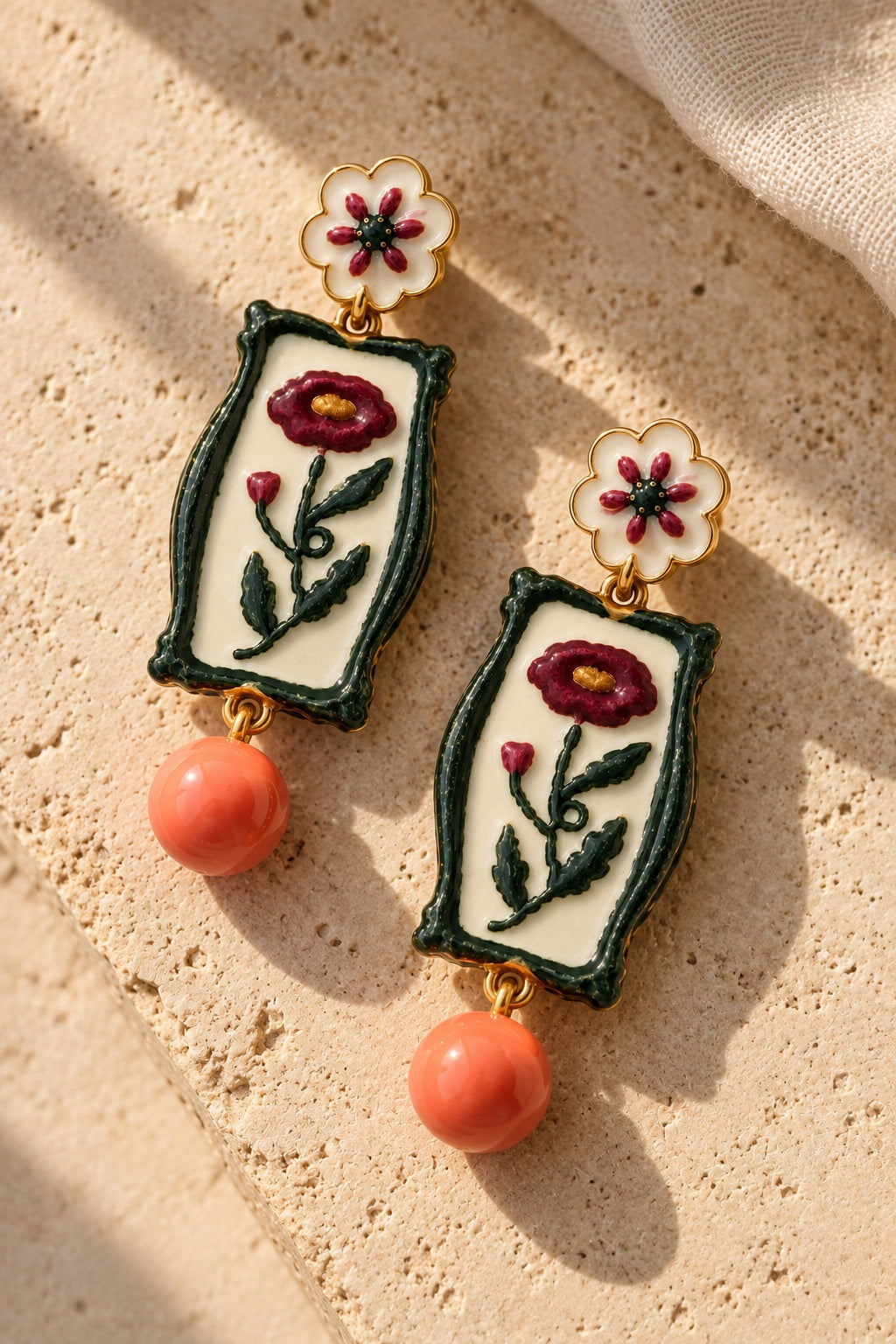 Frame Me Floral Drop Earrings on stone