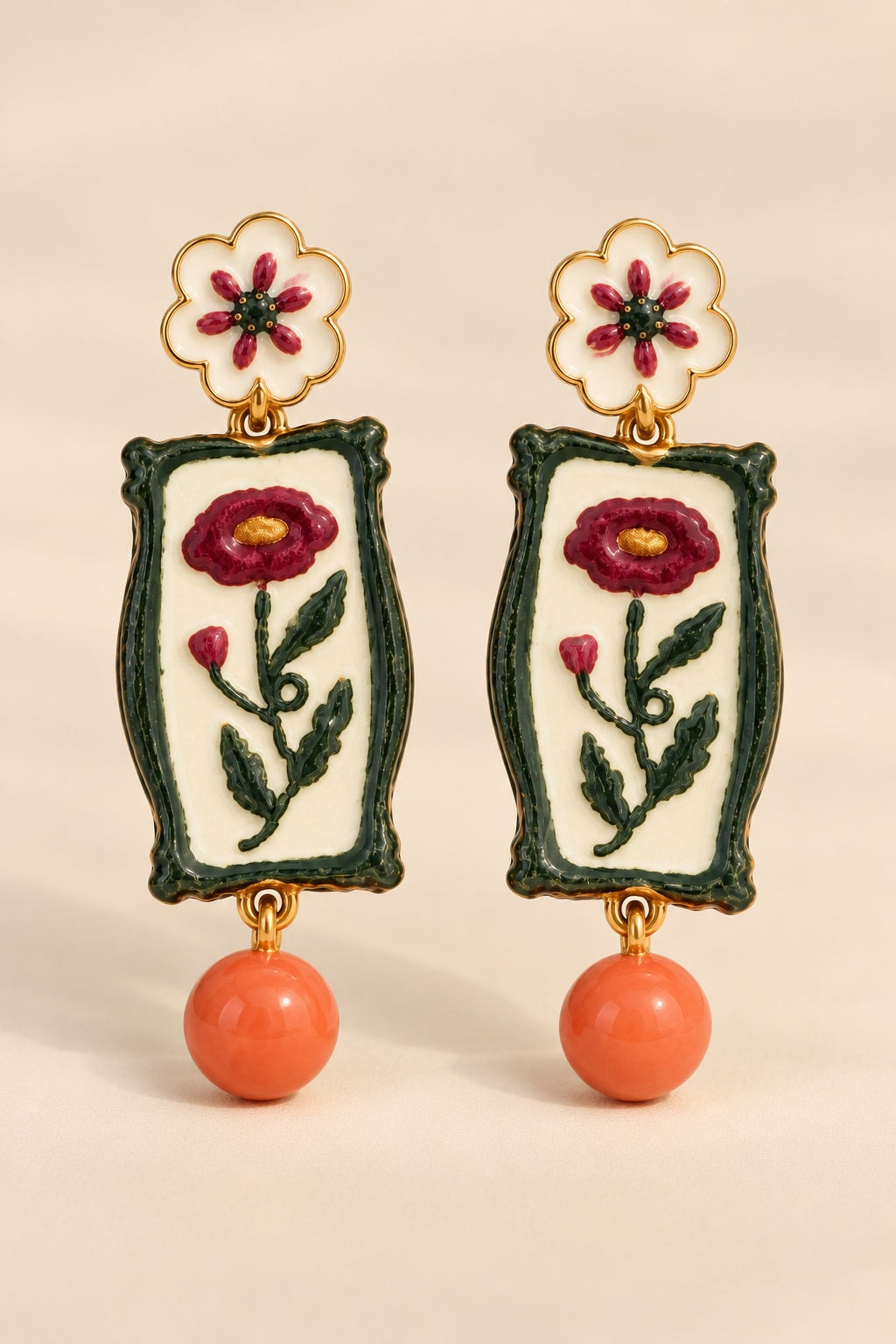 Frame Me Floral Drop Earrings pair