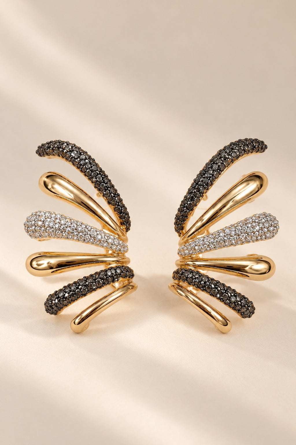 Flutter Fan Pavé Ear Cuff pair