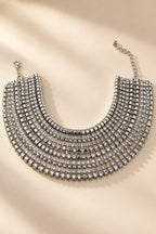 Silver Siren Rhinestone Collar Necklace flat lay