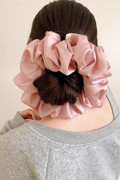 Big Fluffy Satin Scrunchie - Pink