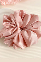 Big Fluffy Satin Scrunchie - Pink – full ruffled shape