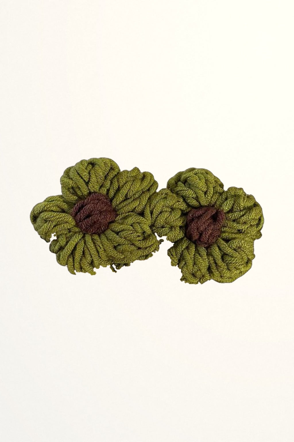 Crochet Flower Claw Clip - Olive studio shot on white