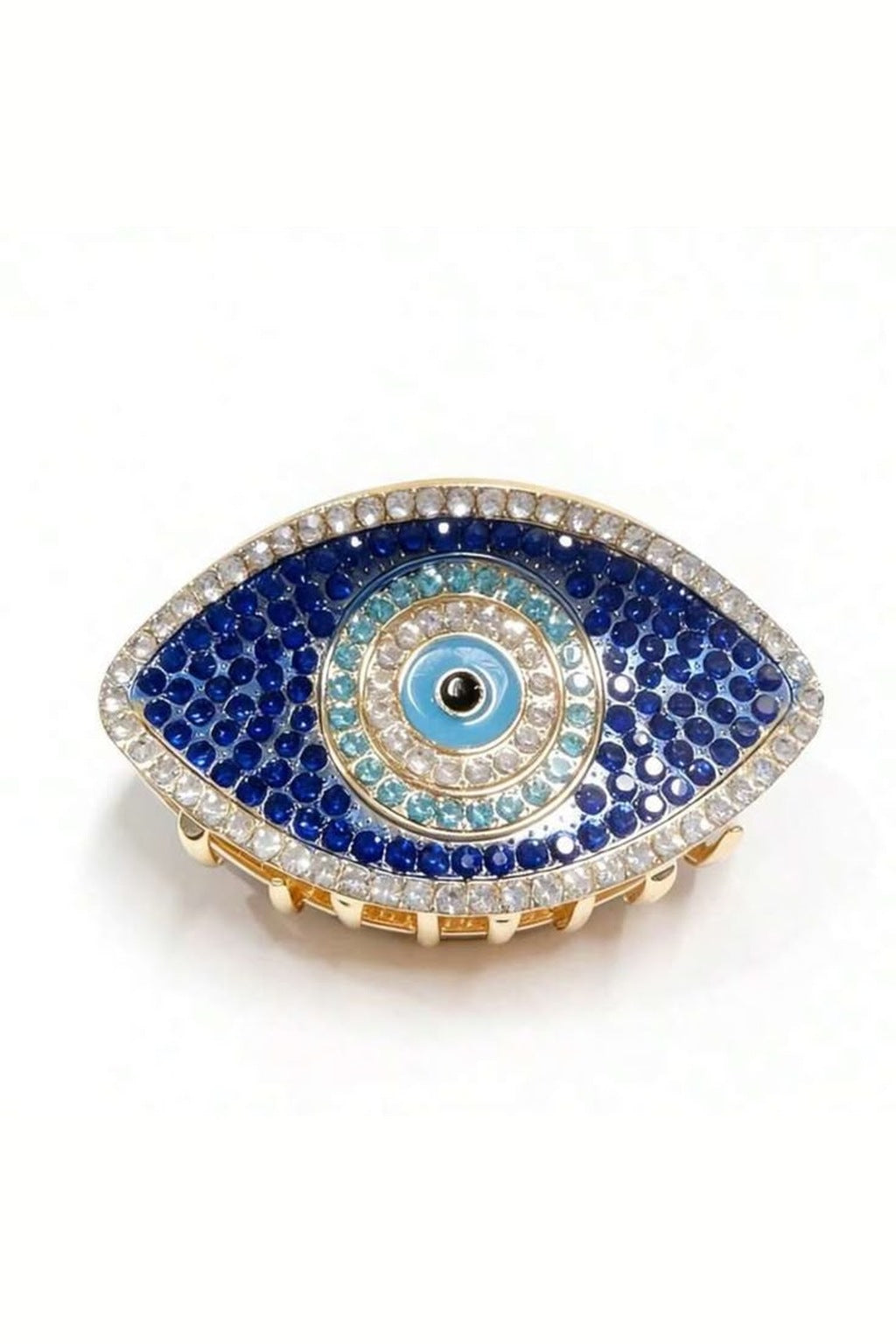 Lucky Eye Claw Clip – evil eye rhinestone claw clip, front