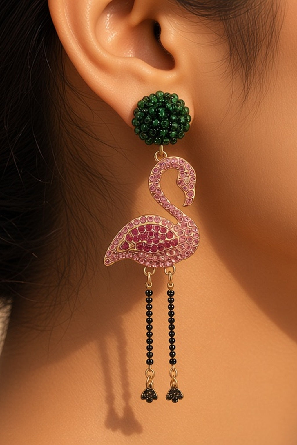 Flamingo Fiesta Earrings worn