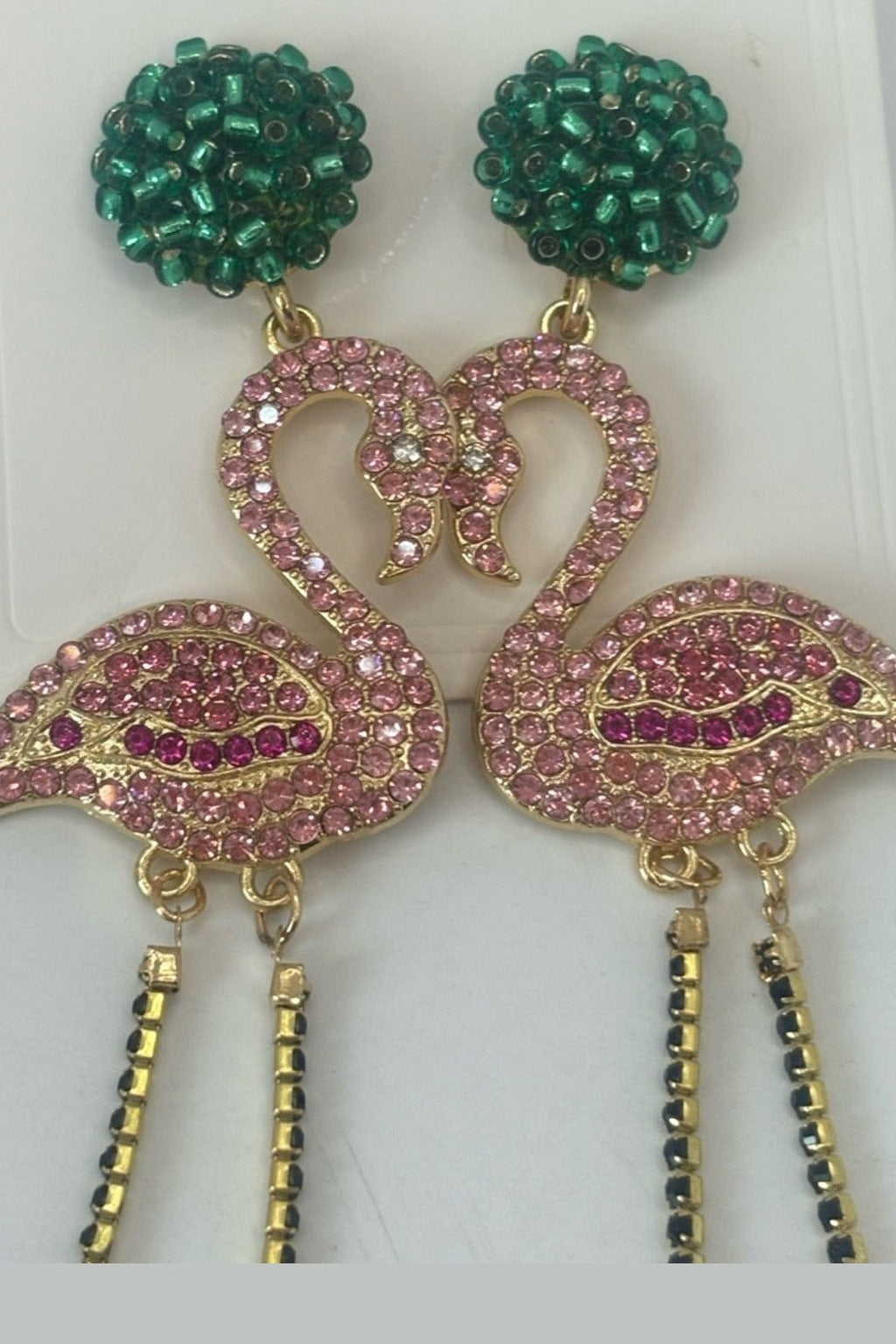 Flamingo Fiesta Earrings – close-up