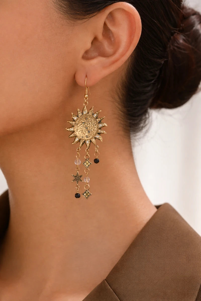 Sun Moon Charm Earrings
