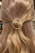 Gold Halo Hair Pin worn, back view