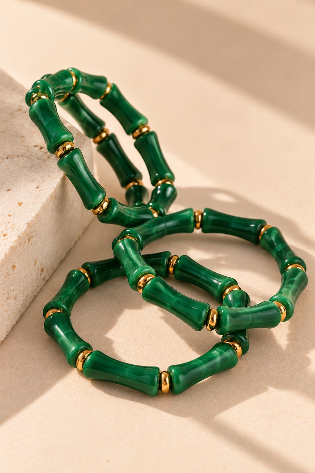Green Luxe Bracelet Stack- Set of 3