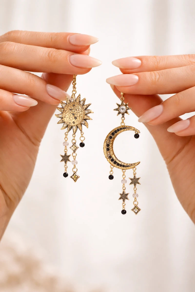 Sun Moon Charm Earrings