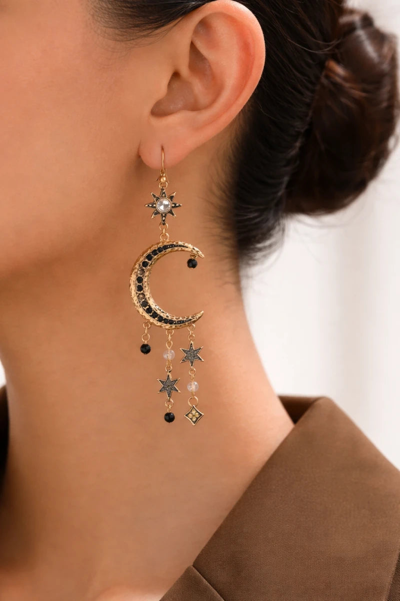 Sun Moon Charm Earrings