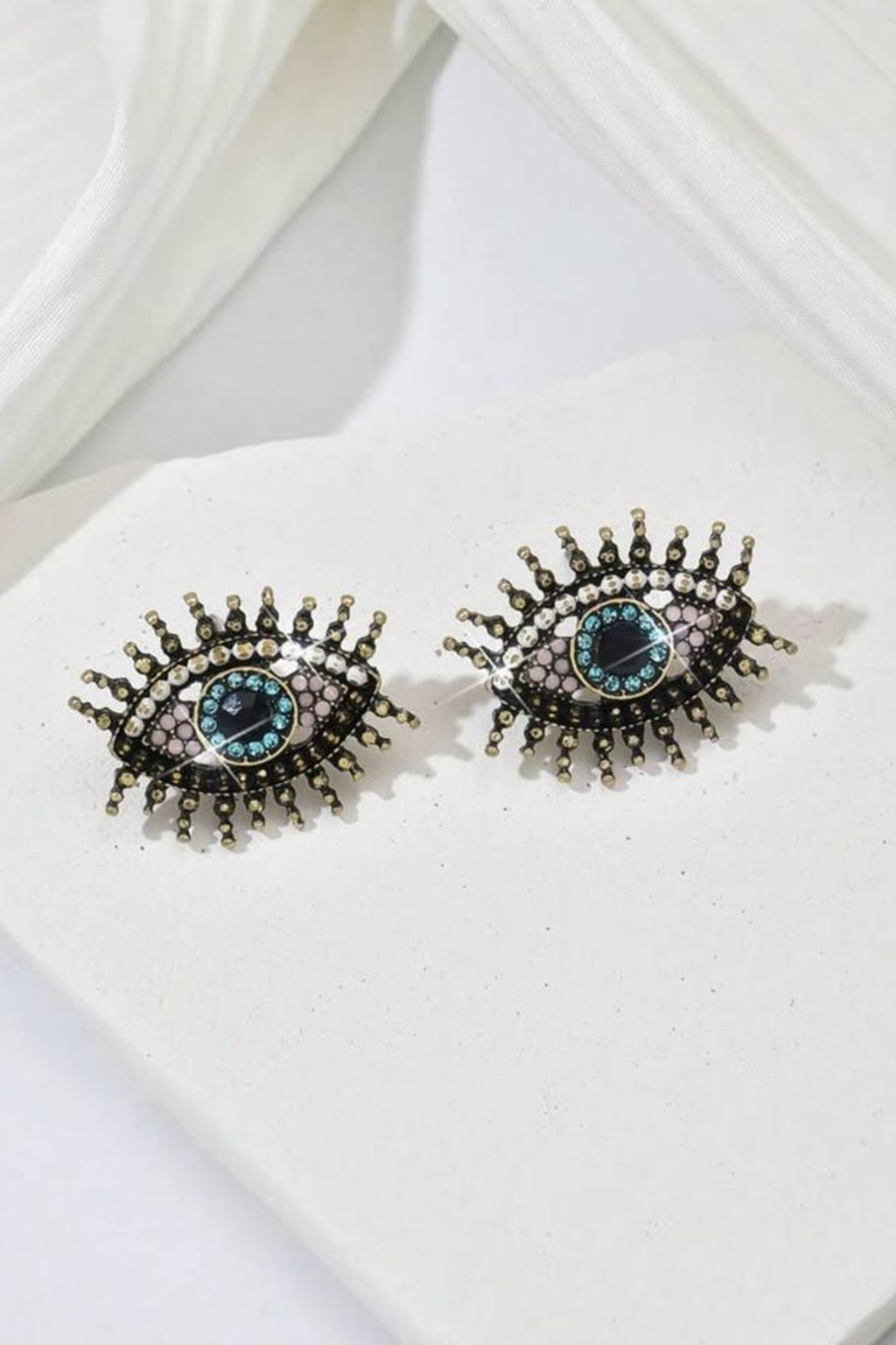 Lash Eye Studs – evil eye rhinestone studs, pair