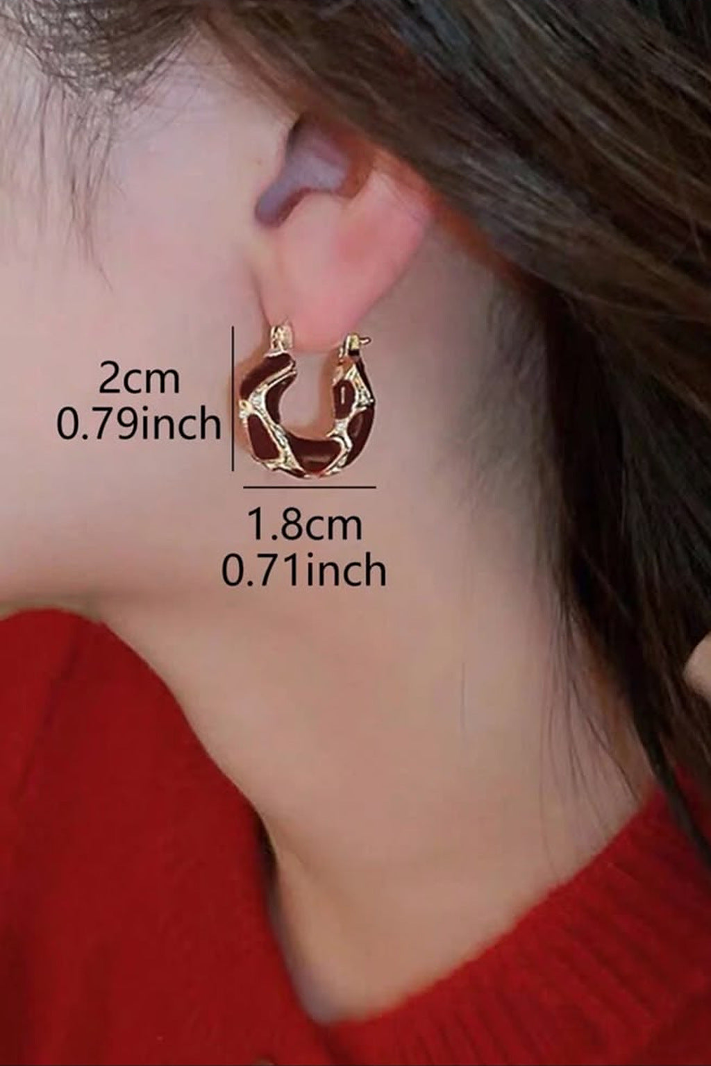 Burgundy Swirl Hoop Earrings size 2 x 1.8 cm