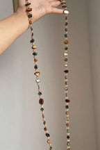 Mermaid Wrap Necklace full length view of the long shell chip necklace