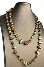 Mermaid Wrap Necklace displayed on a black bust – double-wrap shell necklace