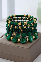 Marble Muse Stretchable Bracelet Stack – Green, stacked