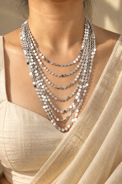Silver Shimmer Layered Sequin Necklace