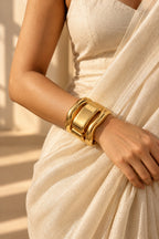 Liquid Gold Sculpt Bangles worn with a saree