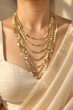 Golden Shimmer Layered Coin Necklace