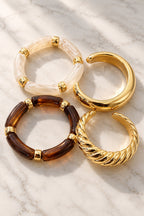 Caramel Swirl Chunky Bangle Set on marble