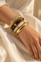 Caramel Swirl Chunky Bangle Set worn