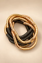 Golden Noir Coil Bracelet Stack stack