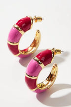 Berry Blush Chunky Hoop Earrings pair on white