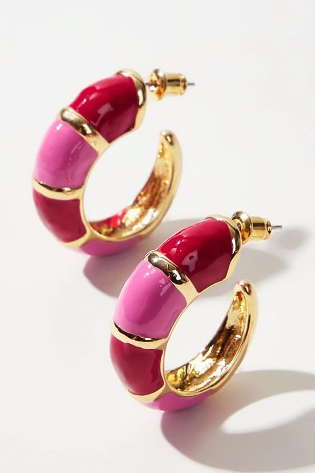 Berry Blush Chunky Hoop Earrings pair on white