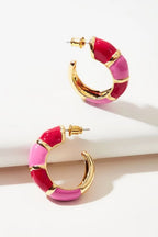 Berry Blush Chunky Hoop Earrings pair, styled