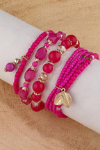 Pink Paradise Stretchable Bracelet Stack – strands fanned out