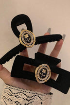 Pearl Rose Claw Clip Set – worn, back view
