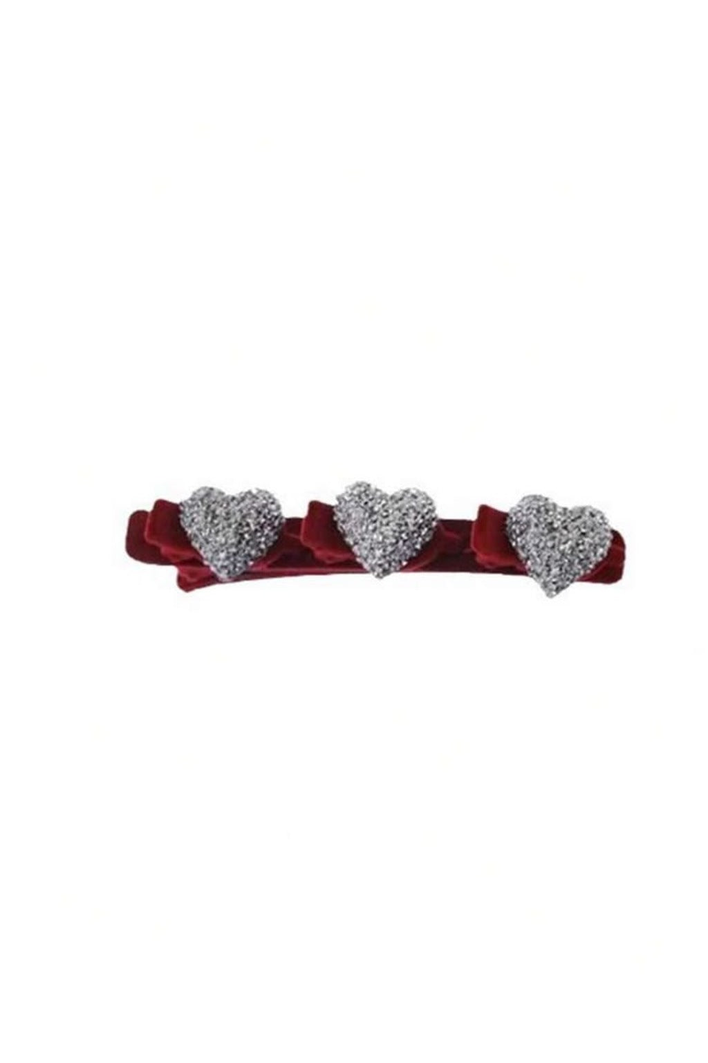 Sparkle Heart Velvet Clip – red velvet hair clip