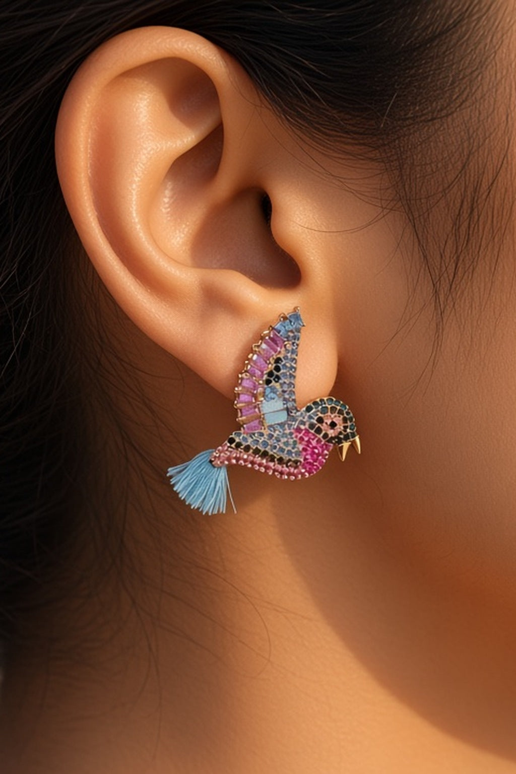 Sparkle Swallow Stud Earrings worn