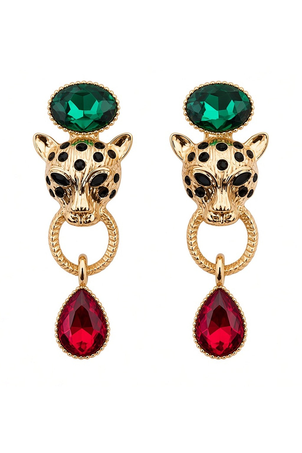 Wild Leopard Drop Earrings – pair on white