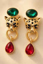 Wild Leopard Drop Earrings – pair close-up