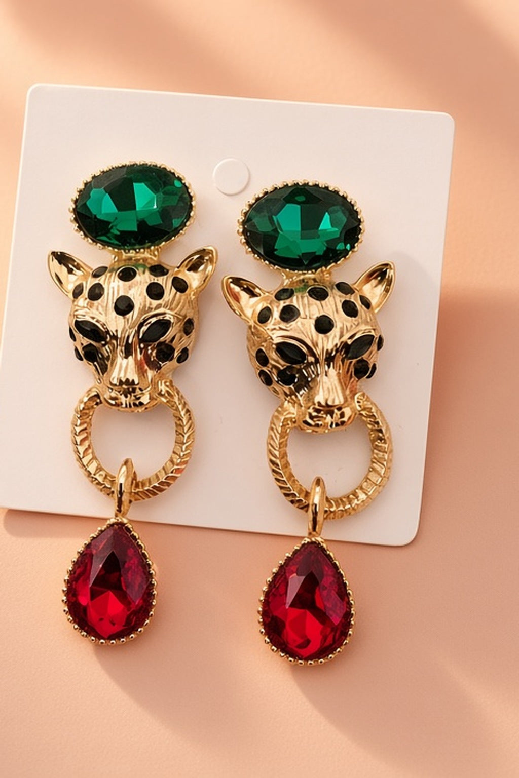 Wild Leopard Drop Earrings – on card